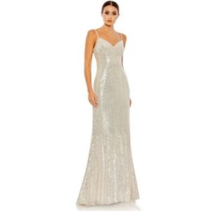 MAC DUGGAL 11276 SEQUINED SLEEVELESS COLUMN GOWN SIZE 4